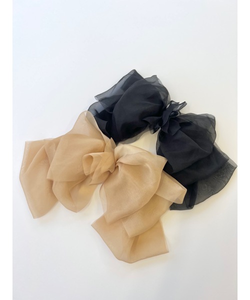 JUMELLE（ジュメロ）の「シアーリボンバレッタ（バレッタ/ヘアクリップ・レディース・ブラック/ベージュ・FREE）」の22枚目の写真