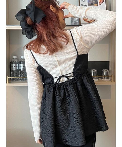 JUMELLE（ジュメロ）の「シアーリボンバレッタ（バレッタ/ヘアクリップ・レディース・ブラック/ベージュ・FREE）」の5枚目の写真