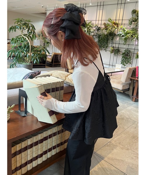 JUMELLE（ジュメロ）の「シアーリボンバレッタ（バレッタ/ヘアクリップ・レディース・ブラック/ベージュ・FREE）」の11枚目の写真