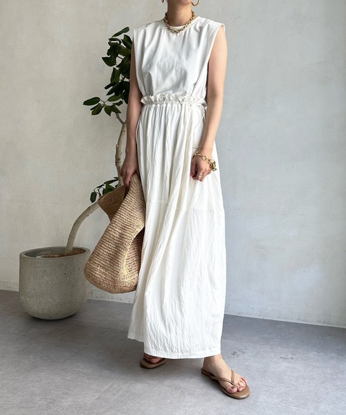 DouDou（ドゥドゥ）の「ドロストドッキングワンピース（ワンピース・レディース・ブラック/ホワイト・FREE）」の10枚目の写真