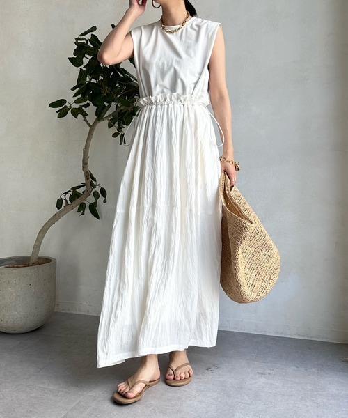 DouDou（ドゥドゥ）の「ドロストドッキングワンピース（ワンピース・レディース・ブラック/ホワイト・FREE）」の11枚目の写真