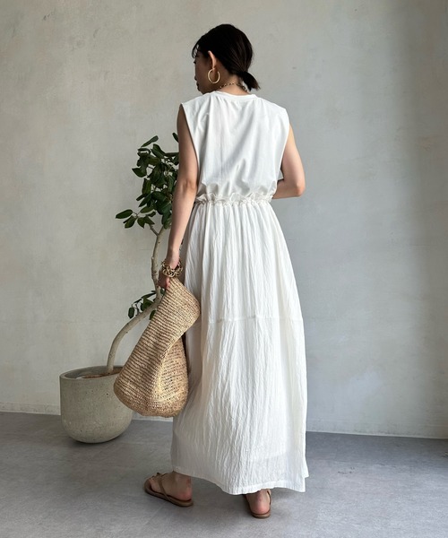 DouDou（ドゥドゥ）の「ドロストドッキングワンピース（ワンピース・レディース・ブラック/ホワイト・FREE）」の14枚目の写真