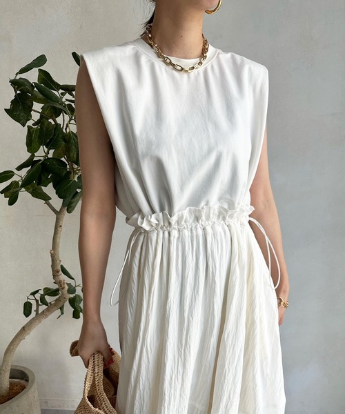 DouDou（ドゥドゥ）の「ドロストドッキングワンピース（ワンピース・レディース・ブラック/ホワイト・FREE）」の15枚目の写真