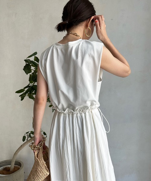 DouDou（ドゥドゥ）の「ドロストドッキングワンピース（ワンピース・レディース・ブラック/ホワイト・FREE）」の16枚目の写真