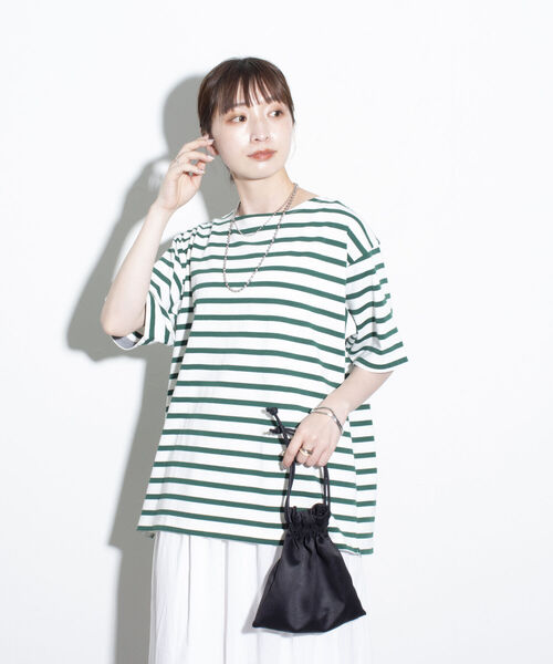 GLOSTER(グロスター)の「【GLOSTER/グロスター】バスクシャツ ボーダーTシャツ ショートスリーブ(Tシャツ/カットソー・メンズ・ネイビー/ホワイト系その他/グリーン系その他/ブルー系その他・S/M/L)」の2枚目の写真