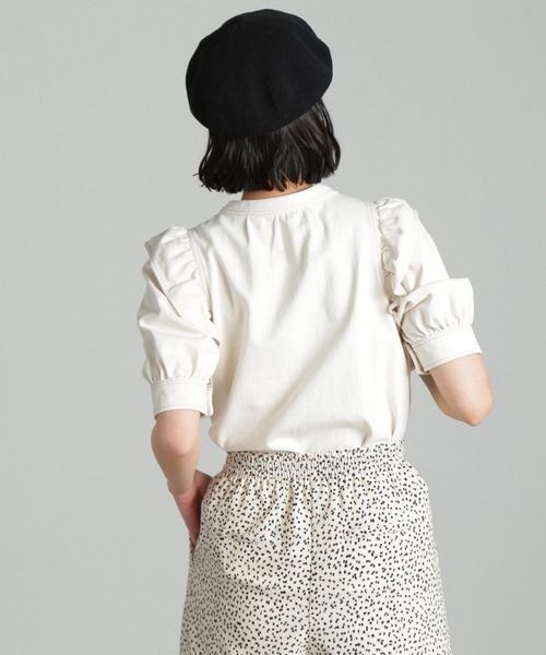 FREE'S MART（フリーズマート）の「肩フリルスキッパー半袖デニムブラウス（シャツ/ブラウス・レディース・ホワイト系その他/ブルー系その他2/ダークネイビー・FREE）」の12枚目の写真