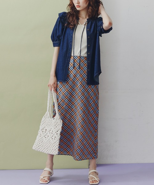 FREE'S MART（フリーズマート）の「肩フリルスキッパー半袖デニムブラウス（シャツ/ブラウス・レディース・ホワイト系その他/ブルー系その他2/ダークネイビー・FREE）」の19枚目の写真