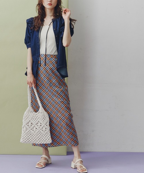 FREE'S MART（フリーズマート）の「肩フリルスキッパー半袖デニムブラウス（シャツ/ブラウス・レディース・ホワイト系その他/ブルー系その他2/ダークネイビー・FREE）」の20枚目の写真