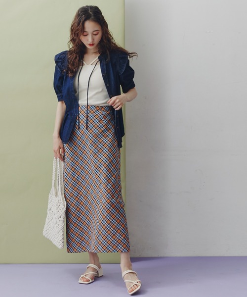 FREE'S MART（フリーズマート）の「肩フリルスキッパー半袖デニムブラウス（シャツ/ブラウス・レディース・ホワイト系その他/ブルー系その他2/ダークネイビー・FREE）」の22枚目の写真