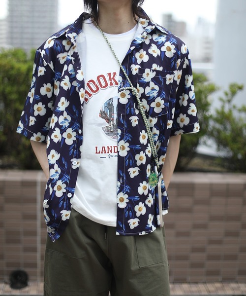 HOOK(フック)の「【HOOK】古着風油絵総柄ビッグシャツ (SS)(シャツ/ブラウス・メンズ・ブルー系その他/ミント/ラベンダー/ネイビー/グリーン/ホワイト/ブルー/ライトブルー/ライトベージュ・L/M/XL)」の7枚目の写真