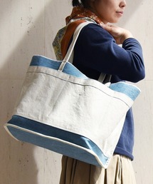 未使用♡gentenゲンテンジャルディトートバッグタグ付紺緑 genten ゲンテン ジャルディ キャンバストート小 ネイビー×グリーン