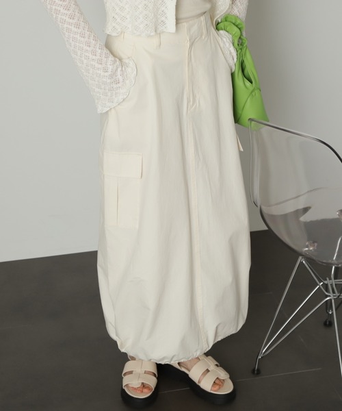 FREE'S MART（フリーズマート）の「◆裾ドロストカーゴスカート（スカート・レディース・カーキ/ブラック/ホワイト・SMALL/MEDIUM）」の2枚目の写真