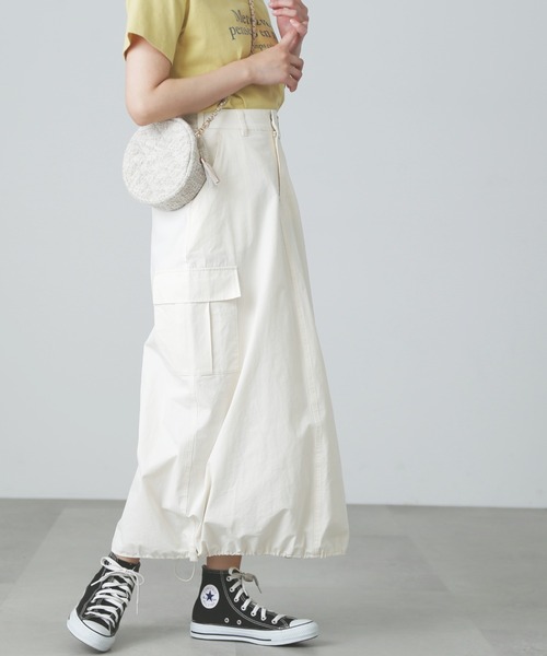 FREE'S MART（フリーズマート）の「◆裾ドロストカーゴスカート（スカート・レディース・カーキ/ブラック/ホワイト・SMALL/MEDIUM）」の13枚目の写真