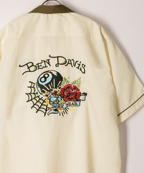 BEN DAVIS（ベンデイビス）の「【BENDAVIS／ベンデイビス】GOOD LUCK SHIRTS エイトボール＆タトゥーグラフィックオープンカラーシャツ/ボーリングシャツ/ワンポイント/バックデザイン/ビッグシルエット（シャツ/ブラウス・メンズ・オレンジ/マスタード/ホワイト/ブラック/ブラック系その他・M/L/XL）」の2枚目の写真