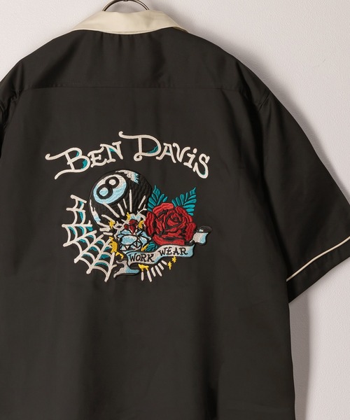 BEN DAVIS（ベンデイビス）の「【BENDAVIS／ベンデイビス】GOOD LUCK SHIRTS エイトボール＆タトゥーグラフィックオープンカラーシャツ/ボーリングシャツ/ワンポイント/バックデザイン/ビッグシルエット（シャツ/ブラウス・メンズ・オレンジ/マスタード/ホワイト/ブラック/ブラック系その他・M/L/XL）」の3枚目の写真