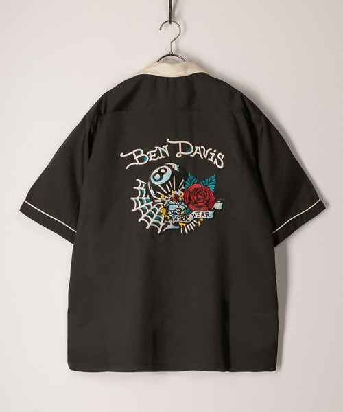 【ビッグサイズ】ベンデイビス ボーリングシャツ ホワイト&ブラック XLサイズ 大きいサイズ メンズ BEN DAVIS ジャージー ボウリング コットン