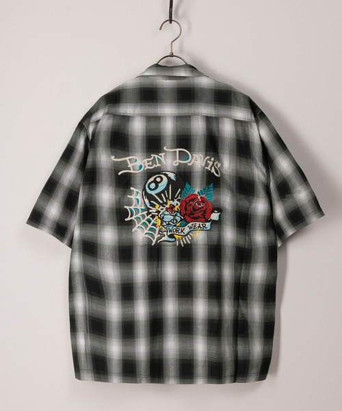 BEN DAVIS（ベンデイビス）の「【BENDAVIS／ベンデイビス】GOOD LUCK SHIRTS エイトボール＆タトゥーグラフィックオープンカラーシャツ/ボーリングシャツ/ワンポイント/バックデザイン/ビッグシルエット（シャツ/ブラウス・メンズ・オレンジ/マスタード/ホワイト/ブラック/ブラック系その他・M/L/XL）」の11枚目の写真
