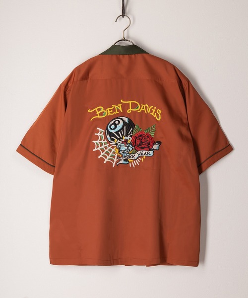 BEN DAVIS ベンデイビス ボーリングシャツ バーガンディ L BEN DAVIS ベンデイビス ボーリングシャツ メンズ シャツ 開襟