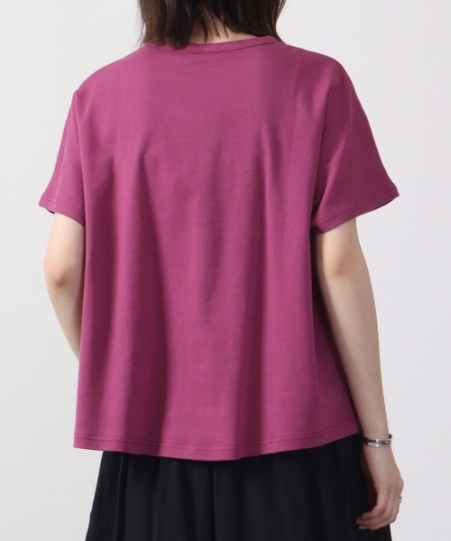Emago（イマゴ）の「EMAGO 水彩植物プリント半袖Tシャツ（Tシャツ/カットソー・レディース・マスタード/パープル/ホワイト・FREE）」の12枚目の写真