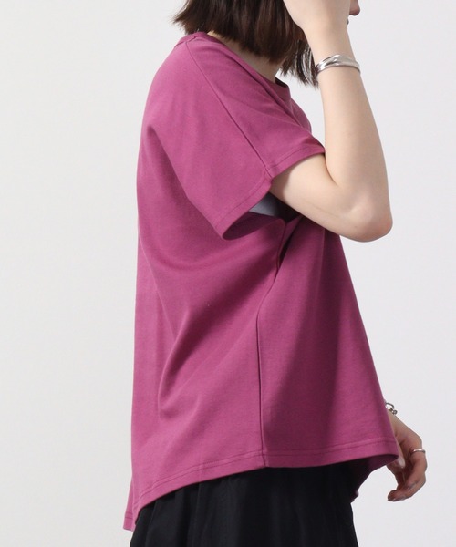 Emago（イマゴ）の「EMAGO 水彩植物プリント半袖Tシャツ（Tシャツ/カットソー・レディース・マスタード/パープル/ホワイト・FREE）」の10枚目の写真