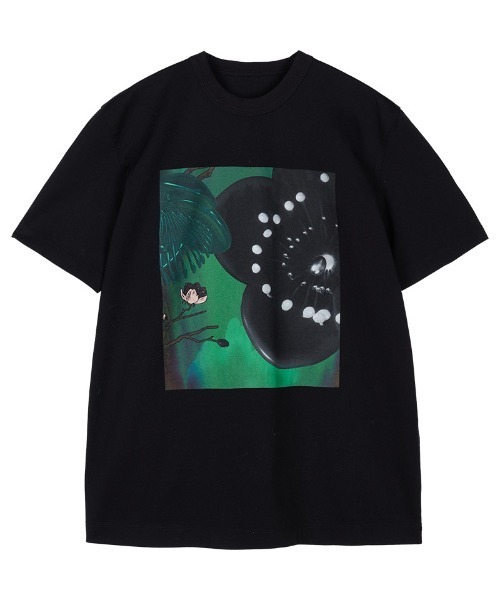 JNBY（ジェーエヌビーワイ）の「Electronic Plum-print Cotton T-shirt（Tシャツ/カットソー・レディース・ブラック/ホワイト・36/38/40）」の8枚目の写真