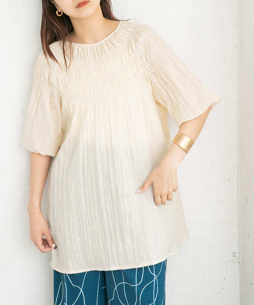 KBF（ケイビーエフ）の「ランダムプリーツシャーリングチュニック（チュニック・レディース・ブラック/ブラウン/アイボリー・ONE）」の9枚目の写真