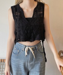ショート丈 かぎ編み ビスチェベスト