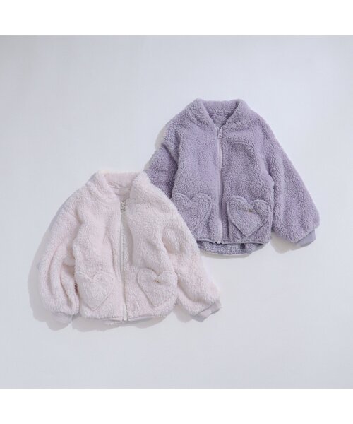 apres les cours（アプレレクール）の「ハートポケットファーフリースジャケット（その他アウター・キッズ・ラベンダー/アイボリー・120/130/100/80/110/140/90）」の6枚目の写真