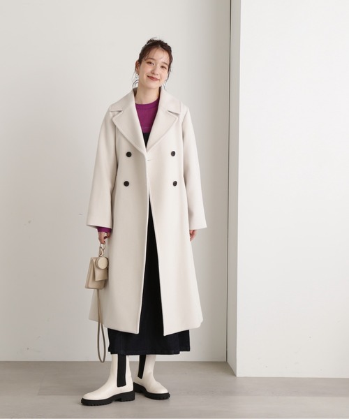 N.（N. Natural Beauty Basic）（エヌエヌナチュラルビューティーベーシック）の「【S Size Line】◆ビーバーメルトントレンチカラーコート（チェスターコート・レディース・グレー/ブラック/アイボリー・SMALL/MEDIUM）」の16枚目の写真