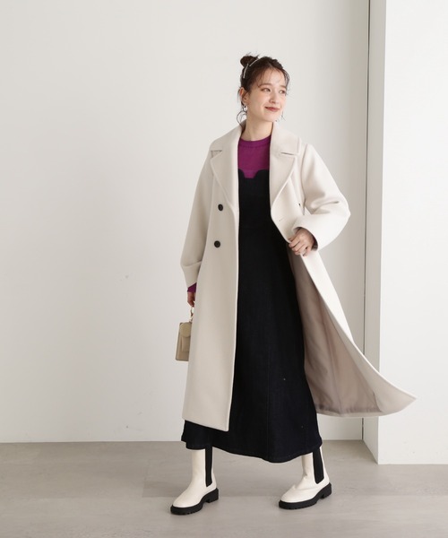 N.（N. Natural Beauty Basic）（エヌエヌナチュラルビューティーベーシック）の「【S Size Line】◆ビーバーメルトントレンチカラーコート（チェスターコート・レディース・グレー/ブラック/アイボリー・SMALL/MEDIUM）」の18枚目の写真