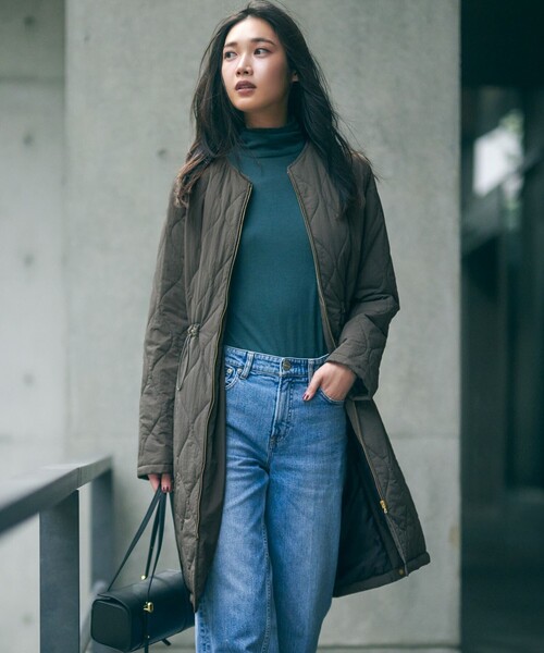 23区(ニジュウサンク)の「【撥水加工】 中綿 ロング パディング アウター(ダウンジャケット/コート・レディース・グレー系/ブラック系/ベージュ系・38/40)」の3枚目の写真