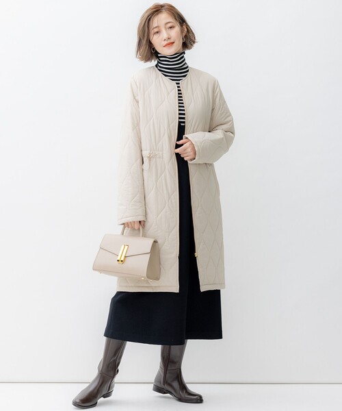 23区(ニジュウサンク)の「【撥水加工】 中綿 ロング パディング アウター(ダウンジャケット/コート・レディース・グレー系/ブラック系/ベージュ系・38/40)」の10枚目の写真
