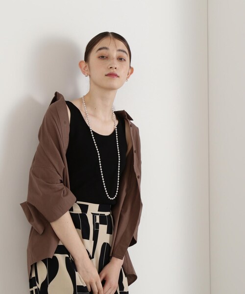 N.(N. Natural Beauty Basic)(エヌエヌナチュラルビューティーベーシック)の「◆スクエアニットタンクトップ(ニット/セーター・レディース・オフホワイト/ブラック・MEDIUM)」の21枚目の写真