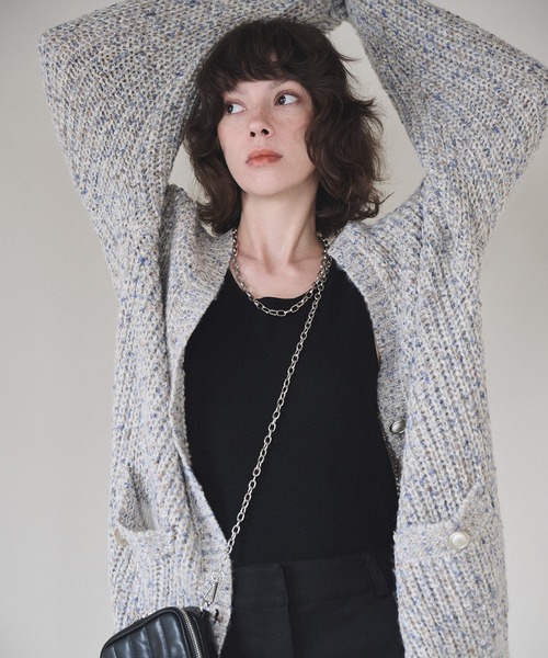 N.(N. Natural Beauty Basic)(エヌエヌナチュラルビューティーベーシック)の「◆スクエアニットタンクトップ(ニット/セーター・レディース・オフホワイト/ブラック・MEDIUM)」の1枚目の写真