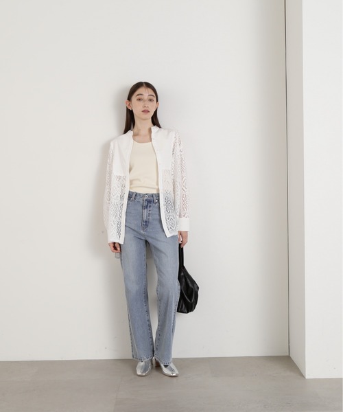 N.(N. Natural Beauty Basic)(エヌエヌナチュラルビューティーベーシック)の「◆スクエアニットタンクトップ(ニット/セーター・レディース・オフホワイト/ブラック・MEDIUM)」の5枚目の写真