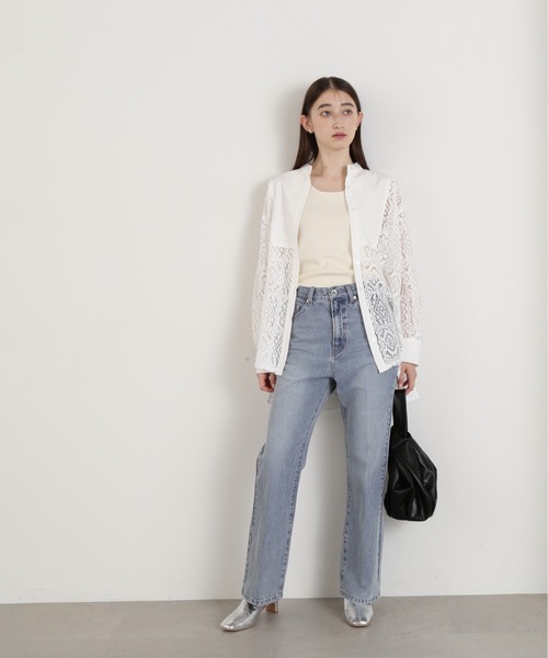 N.(N. Natural Beauty Basic)(エヌエヌナチュラルビューティーベーシック)の「◆スクエアニットタンクトップ(ニット/セーター・レディース・オフホワイト/ブラック・MEDIUM)」の6枚目の写真