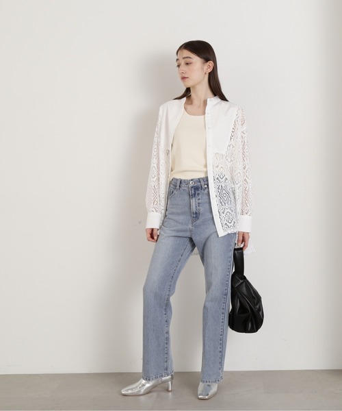 N.(N. Natural Beauty Basic)(エヌエヌナチュラルビューティーベーシック)の「◆スクエアニットタンクトップ(ニット/セーター・レディース・オフホワイト/ブラック・MEDIUM)」の8枚目の写真