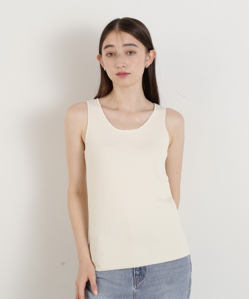 N.(N. Natural Beauty Basic)(エヌエヌナチュラルビューティーベーシック)の「◆スクエアニットタンクトップ(ニット/セーター・レディース・オフホワイト/ブラック・MEDIUM)」の10枚目の写真