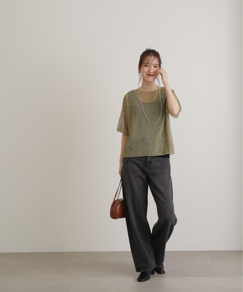 N.（N. Natural Beauty Basic）（エヌエヌナチュラルビューティーベーシック）の「◆ストライプシアーＴブラウス（シャツ/ブラウス・レディース・グレー/ミント/ベージュ・MEDIUM）」の11枚目の写真