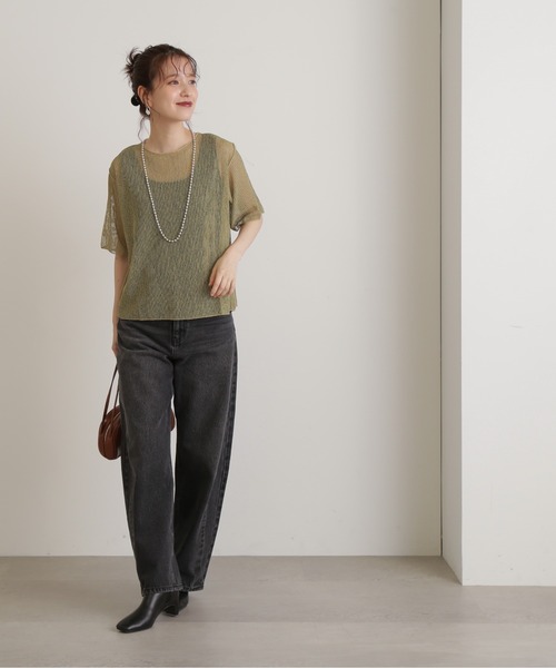 N.（N. Natural Beauty Basic）（エヌエヌナチュラルビューティーベーシック）の「◆ストライプシアーＴブラウス（シャツ/ブラウス・レディース・グレー/ミント/ベージュ・MEDIUM）」の12枚目の写真