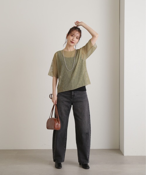 N.（N. Natural Beauty Basic）（エヌエヌナチュラルビューティーベーシック）の「◆ストライプシアーＴブラウス（シャツ/ブラウス・レディース・グレー/ミント/ベージュ・MEDIUM）」の13枚目の写真