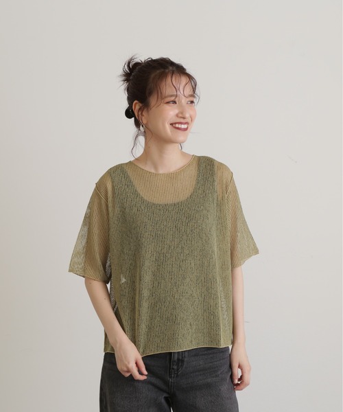 N.（N. Natural Beauty Basic）（エヌエヌナチュラルビューティーベーシック）の「◆ストライプシアーＴブラウス（シャツ/ブラウス・レディース・グレー/ミント/ベージュ・MEDIUM）」の14枚目の写真