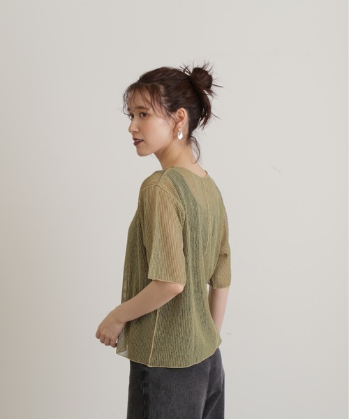 N.（N. Natural Beauty Basic）（エヌエヌナチュラルビューティーベーシック）の「◆ストライプシアーＴブラウス（シャツ/ブラウス・レディース・グレー/ミント/ベージュ・MEDIUM）」の15枚目の写真