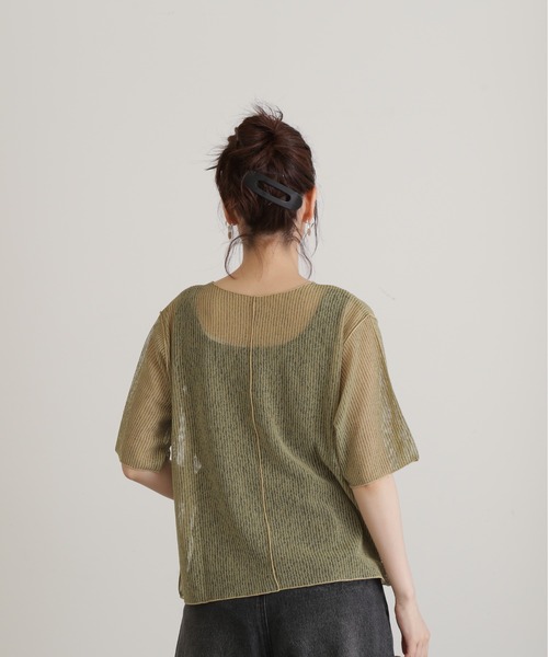 N.（N. Natural Beauty Basic）（エヌエヌナチュラルビューティーベーシック）の「◆ストライプシアーＴブラウス（シャツ/ブラウス・レディース・グレー/ミント/ベージュ・MEDIUM）」の16枚目の写真