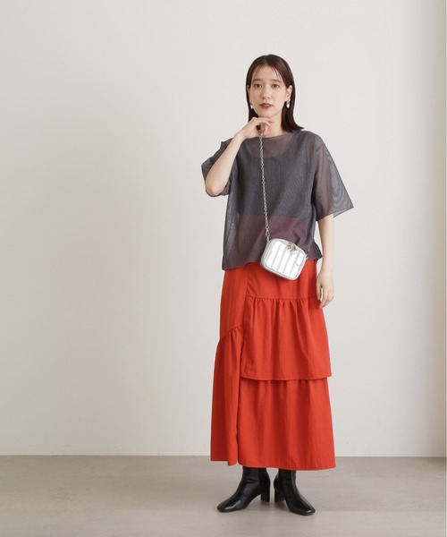 N.（N. Natural Beauty Basic）（エヌエヌナチュラルビューティーベーシック）の「◆ストライプシアーＴブラウス（シャツ/ブラウス・レディース・グレー/ミント/ベージュ・MEDIUM）」の6枚目の写真