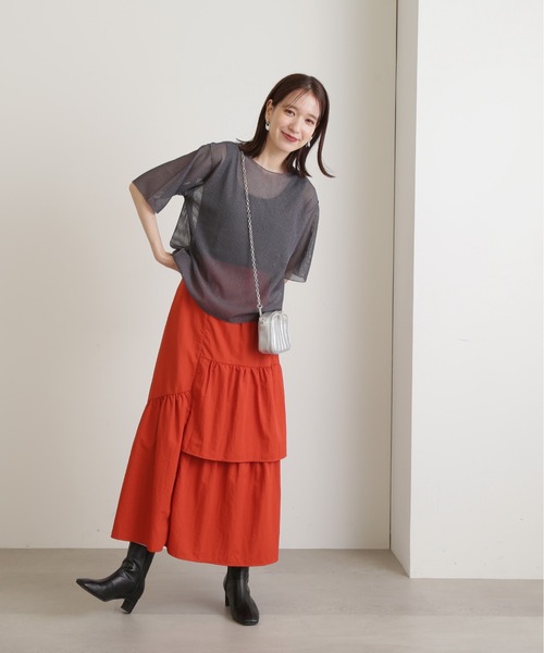 N.（N. Natural Beauty Basic）（エヌエヌナチュラルビューティーベーシック）の「◆ストライプシアーＴブラウス（シャツ/ブラウス・レディース・グレー/ミント/ベージュ・MEDIUM）」の7枚目の写真