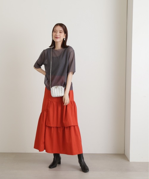 N.（N. Natural Beauty Basic）（エヌエヌナチュラルビューティーベーシック）の「◆ストライプシアーＴブラウス（シャツ/ブラウス・レディース・グレー/ミント/ベージュ・MEDIUM）」の8枚目の写真
