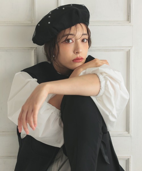DONOBAN(ドノバン)の「パールチュールベレー帽(ハンチング/ベレー帽・レディース・ブラック・F)」の3枚目の写真