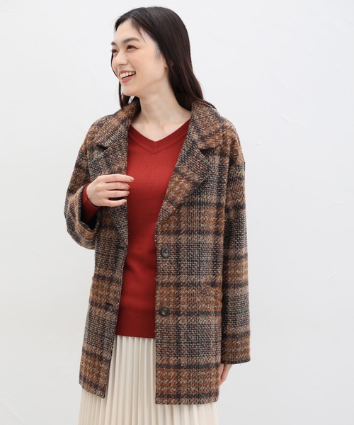 Honeys（ハニーズ）の「チェック柄ツイードコート（チェスターコート