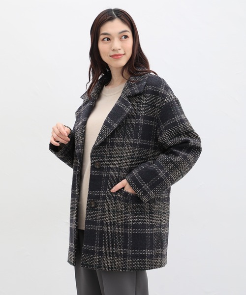 Honeys（ハニーズ）の「チェック柄ツイードコート（チェスターコート